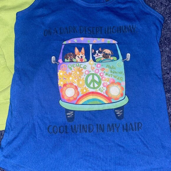 Old Lovers Hippie Music Sweatshirt Dog Hippie Van Racerback Top Peace Rainbow - Picture 2 of 10